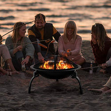Load image into Gallery viewer, Amagabeli Fire Pit Outdoor Wood Burning Portable Folding 22in Firepit Firebowl Fireplace Poker Spark Screen Retardant Mesh Lid Deep Round Outside Backyard Camping Metal Grate Rustproof Black