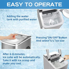 Load image into Gallery viewer, AGLUCKY Countertop Ice Maker Machine, Portable Ice Makers Countertop, Make 26 lbs ice in 24 hrs,Ice Cube Rready in 6-8 Mins with Ice Scoop and Basket