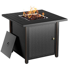 Load image into Gallery viewer, BLUBERY 30" Propane Fire Pit ,50,000 BTU Outdoor Fire Pit Table.Wicker Steel Surface ,Auto-Ignition,ETL Compliant,Your Garden Warm Companion.