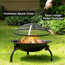 Load image into Gallery viewer, Amagabeli Fire Pit Outdoor Wood Burning Portable Folding 22in Firepit Firebowl Fireplace Poker Spark Screen Retardant Mesh Lid Deep Round Outside Backyard Camping Metal Grate Rustproof Black