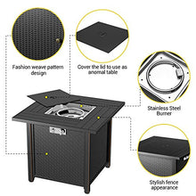 Load image into Gallery viewer, BLUBERY 30" Propane Fire Pit ,50,000 BTU Outdoor Fire Pit Table.Wicker Steel Surface ,Auto-Ignition,ETL Compliant,Your Garden Warm Companion.