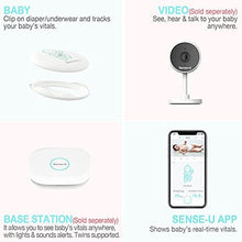 Load image into Gallery viewer, Sense-U Baby Breathing Monitor - HSA/FSA Approved - with Movement Temperature Smart Sensors: Tracks Baby's Breathing, Rollover Movement, Ambient Temperature with Audio Alerts on Smartphone (Green)