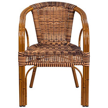 Load image into Gallery viewer, Flash Furniture Cadiz Series Dark Red Bamboo-Aluminum Indoor-Outdoor Restaurant-Patio Chair with Burning Brown Rattan