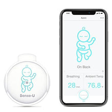 Load image into Gallery viewer, Sense-U Baby Breathing Monitor - HSA/FSA Approved - with Movement Temperature Smart Sensors: Tracks Baby's Breathing, Rollover Movement, Ambient Temperature with Audio Alerts on Smartphone (Green)