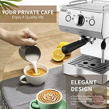 Load image into Gallery viewer, Espresso Machine 15 Bar with Milk Frother, Expresso Coffee Machine for Espresso, Latte and Mocha, 1.5L Removable Water Tank and Double Temperature Control System, Classial, Sliver, 1050W