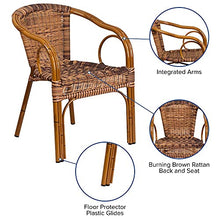 Load image into Gallery viewer, Flash Furniture Cadiz Series Dark Red Bamboo-Aluminum Indoor-Outdoor Restaurant-Patio Chair with Burning Brown Rattan