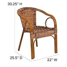 Load image into Gallery viewer, Flash Furniture Cadiz Series Dark Red Bamboo-Aluminum Indoor-Outdoor Restaurant-Patio Chair with Burning Brown Rattan