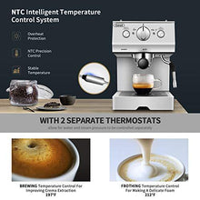 Load image into Gallery viewer, Espresso Machine 15 Bar with Milk Frother, Expresso Coffee Machine for Espresso, Latte and Mocha, 1.5L Removable Water Tank and Double Temperature Control System, Classial, Sliver, 1050W