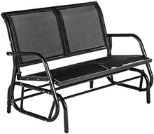 Load image into Gallery viewer, Esright 2 Seats Outdoor Swing Glider Loveseat Chair with Powder Coated Steel Frame, Garden Rocking Seating, Patio Bench for 2 Person, Black