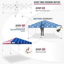 Load image into Gallery viewer, EAGLE PEAK 10’ x 10' Pop Up Canopy Tent Instant Outdoor Canopy Straight Leg Shelter with Adjustable Height and Wheeled Carrying Bag (American Flag)