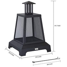 Load image into Gallery viewer, Chimenea Fireplace Outdoor Fireplace Fire Pit Wood Burning Fire Pit Patio Square Iron Fire Pit 27.5" Large Fire Pits Fire Poker Mesh Spark Screen Chimney Charcoal Grid for Garden, Backyard