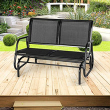 Load image into Gallery viewer, Esright 2 Seats Outdoor Swing Glider Loveseat Chair with Powder Coated Steel Frame, Garden Rocking Seating, Patio Bench for 2 Person, Black