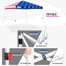 Load image into Gallery viewer, EAGLE PEAK 10’ x 10' Pop Up Canopy Tent Instant Outdoor Canopy Straight Leg Shelter with Adjustable Height and Wheeled Carrying Bag (American Flag)