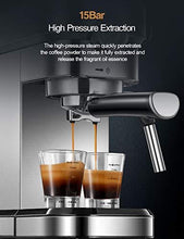 Load image into Gallery viewer, Espresso Machine, 15 Bar Espresso Maker with Milk Frother Wand and Compact Design, Professional Espresso Coffee Machine for Cappuccino and Latte