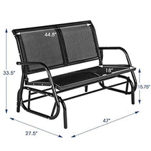 Load image into Gallery viewer, Esright 2 Seats Outdoor Swing Glider Loveseat Chair with Powder Coated Steel Frame, Garden Rocking Seating, Patio Bench for 2 Person, Black
