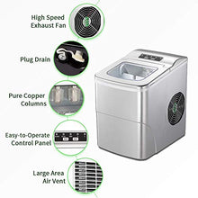 Load image into Gallery viewer, AGLUCKY Counter top Ice Maker Machine,Compact Automatic Ice Maker,9 Cubes Ready in 6-8 Minutes,Portable Ice Cube Maker with Scoop and Basket for Home/Kitchen/Office/Bar (Silver)