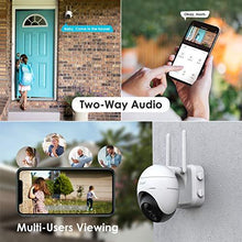 Load image into Gallery viewer, Security Camera Outdoor, Wireless WiFi 360° PTZ Camera, ieGeek 15000mAh Solar Security Camera Battery Powered, Home Surveillance Camera with 2-Way Audio, Motion Detection, 1080P Night Vision, SD/Cloud