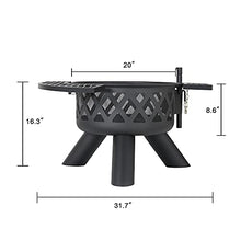 Load image into Gallery viewer, BALI OUTDOORS Fire Pits Outdoor Wood Burning, Practical Fire Pit with Cooking Grate Outdoor Fireplace with Cooking Grill Firepit Grill, Black