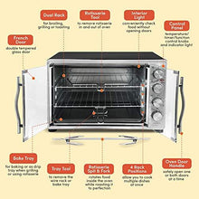 Load image into Gallery viewer, Elite Gourmet ETO-4510M Double French Door Countertop Convection Toaster Oven, Bake Broil Toast Rotisserie Keep Warm 12"-14" pizza 2 Racks, 18-Slice, 45 L, Stainless Steel & Black