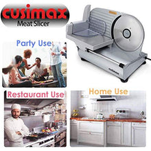 Load image into Gallery viewer, CUSIMAX Meat Slicer Electric Food Slicer with 7.5” Removable Stainless Steel Blade and Pusher, Deli Cheese Fruit Vegetable Bread Cutter, Adjustable Knob for Thickness, Food Carriage & Non-Slip Feet