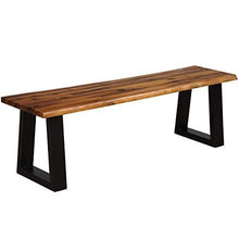 Load image into Gallery viewer, Giantex Wooden Dining Bench Seating Chair Rustic Indoor &Outdoor Furniture (Rustic Brown&Black)