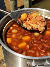Load image into Gallery viewer, Bayou Classic 4060 60-qt Aluminum Stockpot w/ Basket Features Domed Vented Lid Heavy Riveted Handles Perforated Aluminum Basket Perfect For Boiling Steaming and Canning