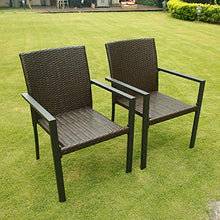 Load image into Gallery viewer, BALI OUTDOORS Gas Firepit Chairs Outdoor Wicker Patio Dining Set, Set of 2 Stackable Outdoor Wicker Chairs for Patio, Garden, Yards, Indoor, Multibrown