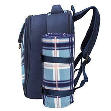 Load image into Gallery viewer, apollo walker Picnic Backpack Bag for 2 Person with Cooler Compartment, Detachable Bottle/Wine Holder, Fleece Blanket, Plates and Cutlery (Blue)