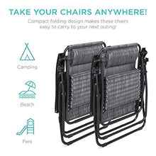 Load image into Gallery viewer, Best Choice Products Set of 2 Adjustable Steel Mesh Zero Gravity Lounge Chair Recliners w/Pillows and Cup Holder Trays, Gray