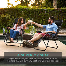 Load image into Gallery viewer, Best Choice Products Set of 2 Adjustable Steel Mesh Zero Gravity Lounge Chair Recliners w/Pillows and Cup Holder Trays, Beige