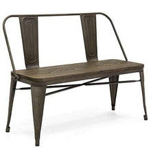 Load image into Gallery viewer, Best Choice Products 42in Indoor Outdoor Industrial Metal Rustic Farmhouse Dining Bench for Patio, Entryway, Garden, Backyard w/Wooden Seat, Removable Backrest, Non-Marring Foot Caps - Espresso