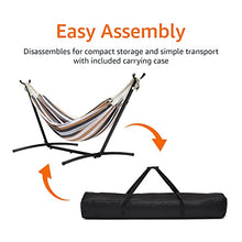 Load image into Gallery viewer, Amazon Basics Double Hammock with 9-Foot Space Saving Steel Stand and Carrying Case, Multi Color, 400 lb Capacity