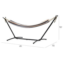 Load image into Gallery viewer, Amazon Basics Double Hammock with 9-Foot Space Saving Steel Stand and Carrying Case, Multi Color, 400 lb Capacity