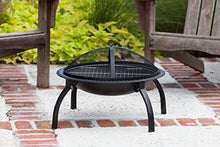 Load image into Gallery viewer, Fire Sense Portable Folding Round Black Steel 22 Inch Fire Pit with Carry Bag | Wood Burning | Mesh Spark Screen, Wood Grate, Cooking Grate, and Screen Lift Tool Included | Lightweight Patio