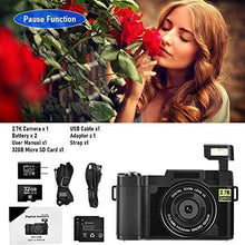 Load image into Gallery viewer, Digital Camera Vlogging Camera with YouTube 30MP Full HD 2.7K Vlog Camera with Flip Screen 180° Rotation with 32GB Memory Card and 2 Batteries (Focus Fixed)