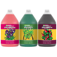 Load image into Gallery viewer, General Hydroponics Flora Grow, Bloom, Micro Combo Fertilizer set, 1 Gallon (Pack of 3)
