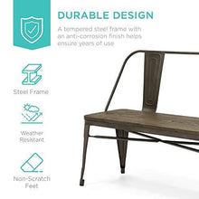 Load image into Gallery viewer, Best Choice Products 42in Indoor Outdoor Industrial Metal Rustic Farmhouse Dining Bench for Patio, Entryway, Garden, Backyard w/Wooden Seat, Removable Backrest, Non-Marring Foot Caps - Espresso