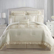 Load image into Gallery viewer, Amrapur Overseas Antonella 8-Piece Pleated Comforter Set, Queen, Beige