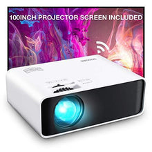 Load image into Gallery viewer, Projector, GooDee WiFi Mini Projector with Projector Screen, Synchronize Wireless Video Projector LED 1080p Full HD, Portable Home Movie Projector Compatible with TV Stick/DVD/USB, iOS/Android Phone