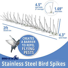 Load image into Gallery viewer, Bird-X STS-50 Regular Width 6-inch Stainless Steel Bird Spikes, Metal Roof Guard Pigeon Prevention, Rodent Deterrent, Animal and Pest Control Supplies, 50 feet