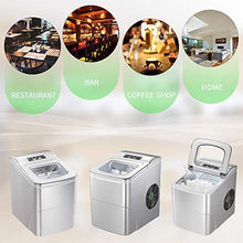 Load image into Gallery viewer, AGLUCKY Counter top Ice Maker Machine,Compact Automatic Ice Maker,9 Cubes Ready in 6-8 Minutes,Portable Ice Cube Maker with Scoop and Basket,Perfect For Home/Kitchen/Office/Bar (Silver)