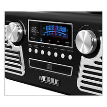 Load image into Gallery viewer, Victrola 50's Retro Bluetooth Record Player & Multimedia Center with Built-in Speakers - 3-Speed Turntable, CD Player, AM/FM Radio | Vinyl to MP3 Recording | Wireless Music Streaming | Black