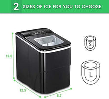 Load image into Gallery viewer, AGLUCKY Ice Maker Machine for Countertop, Portable Ice Cube Makers, Make 26 lbs ice in 24 hrs,Ice Cube Rready in 6-8 Mins with Ice Scoop and Basket for Home/Office/Bar (Black)