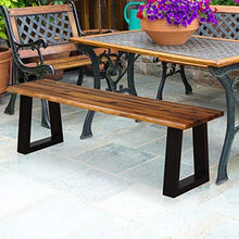 Load image into Gallery viewer, Giantex Wooden Dining Bench Seating Chair Rustic Indoor &Outdoor Furniture (Rustic Brown&Black)