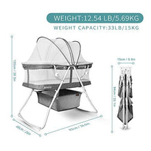 Load image into Gallery viewer, besrey Baby Bassinets, 3 in 1 Portable Bassinet, Rocking Bed with Harmless Mattress, Quick-Fold for Newborn Girl Boy Infant up to 33 lb