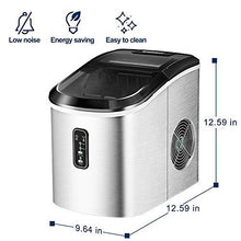 Load image into Gallery viewer, Euhomy Ice Maker Machine Countertop, 26 lbs in 24 Hours, 9 Cubes Ready in 6 Mins, Electric ice maker and Compact potable ice maker with Ice Scoop and Basket. Perfect for Home/Kitchen/Office.(Sliver)