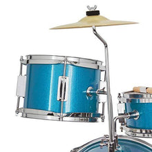 Load image into Gallery viewer, Mendini by Cecilio 13 inch 3-Piece Kids/Junior Drum Set with Throne, Cymbal, Pedal & Drumsticks (Blue Metallic)