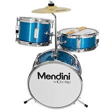 Load image into Gallery viewer, Mendini by Cecilio 13 inch 3-Piece Kids/Junior Drum Set with Throne, Cymbal, Pedal & Drumsticks (Blue Metallic)