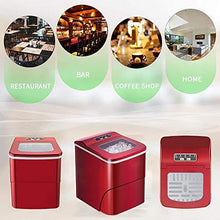 Load image into Gallery viewer, AGLUCKY Counter top Ice Maker Machine,Compact Automatic Ice Maker,9 Cubes Ready in 6-8 Minutes,Portable Ice Cube Maker with Scoop and Basket,Perfect for Home/Kitchen/Office/Bar (Red)