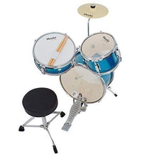 Load image into Gallery viewer, Mendini by Cecilio 13 inch 3-Piece Kids/Junior Drum Set with Throne, Cymbal, Pedal & Drumsticks (Blue Metallic)